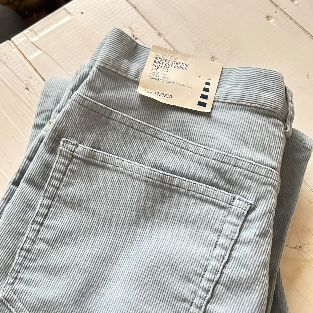 Lands' End Misses Stretch Boot Cut Cords Slim Fit Blue‎ Corduroy Pants
